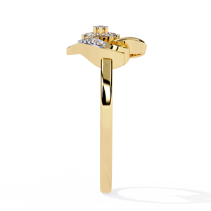 Bague minimaliste en or jaune pour femme, design cœur romantique, diamant taille brillant rond, bijoux de fiançailles avec diamants latéraux - Product Image 3