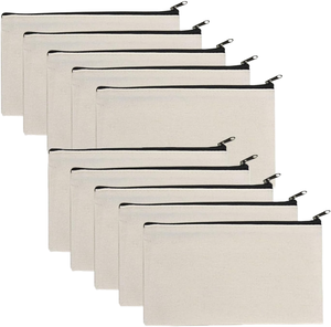 Bolsas de Algodón Natural de Gran Capacidad con Cierre de Cremallera Frontal, Estuche de Lona - Product Image 3