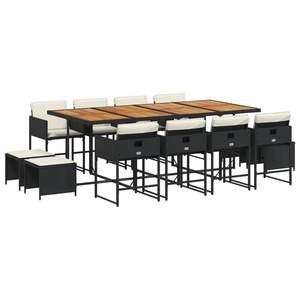 Conjunto de Comedor Plegable para Jardín de 12 Plazas en Ratán Sintético Negro - Product Image 2