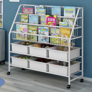 Étagère de rangement pour jouets d'enfants OEM/ODM Vietnam, bibliothèque en métal, organisateur de boîtes en plastique, bibliothèque avec roulettes - Product Image 5