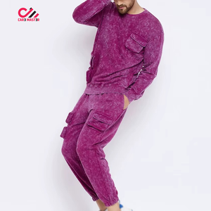 Survêtements délavés à l'acide de qualité supérieure pour hommes, style vintage, ensembles de survêtements hip-hop élégants, ensembles imprimés personnalisés pour l'hiver - Product Image 1