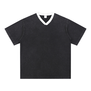 Men's 220 Grams Worsted Mesh Loose Breathable T-<b>Shirts</b> Summer Streetwear Baseball <b>Design</b> <b>Custom</b> V-Neck Cotton <b>Shirts</b> Wholesale - Product Image 3