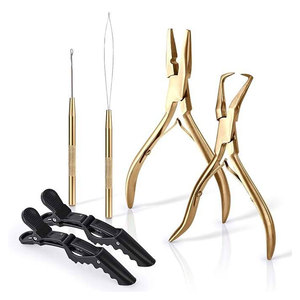 Custom Logo Stainless Steel Hair Extension Tool Kit Professional Hair Extension Pliers Loop <b>Hook</b> Alligator <b>Clips</b> Tape Extension - Product Image 1