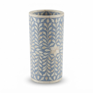 Vase à fleurs vert émeraude en os incrusté, fait main, motif géométrique, pot de décoration, vente en gros, vase cylindrique rond pour le sol - Product Image 5