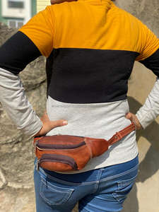 Ceinture en cuir véritable pour hommes, accessoire poche à la taille - Product Image 3