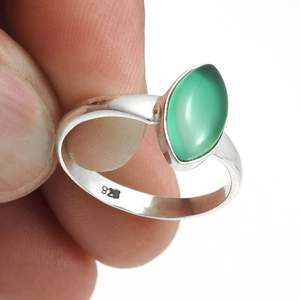 Bague Cocktail Bohème en Argent Sterling 925 Oxydé avec Onyx Vert Taille Marquise Sertie en Bezel – Bijoux en Gros - Product Image 5