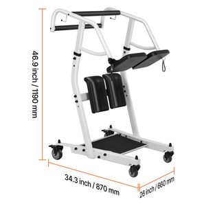 Sollevatore per Pazienti Regolabile con Sedile in PU, Sedia per Trasferimento da Seduto a in Piedi Facile per Anziani e Disabili, Ginocchiere Incluse - Product Image 4