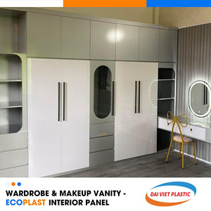 Panel interior de PVC moderno de la fábrica de fabricación de Vietnam, tocador de maquillaje, resistente al agua, resistente a las termitas, aplicación de dormitorio - Product Image 5