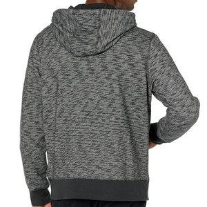 Sweat-shirt à capuche pour homme, coupe classique, en molleton 100% coton, couleur unie, décontracté, pour l'hiver, noir et gris mélangés, écologique, respirant - Product Image 3