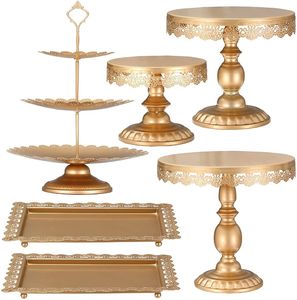 Wholesale Elegant Gold <b>Cake</b> Stand Set Metal Round Dessert Pedestal Tray 3-Tier Cupcake Tower Holder for Wedding Party <b>Supplies</b> - Product Image 1