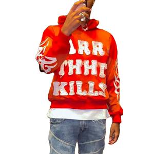 Nouveau Vente en gros de sweat à capuche streetwear personnalisé et pantalon de survêtement baggy en éponge française sérigraphie en détresse survêtements zippés pour hommes - Product Image 2