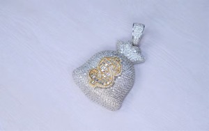 Colgante de Bolsa de Dinero con Diamantes, Plata 925 con Baño de Rodio, Microincrustaciones, Diseño de Lujo, Unisex, para Uso Diario - Product Image 4