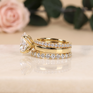 925 <b>Sterling</b> <b>Silver</b> Oval Cut Moissanite Three Piece Bridal <b>Ring</b> <b>Set</b> with Pave Bands Premium Wedding Jewelry for Womens Wholesale - Product Image 4