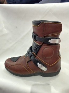 Tan Leather Motorbike Racing Shoes Motocross Biker <b>Boots</b> Original Leather - Product Image 3