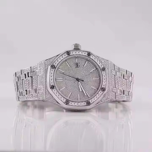 Montre Classique de Luxe Neuve en Acier Inoxydable à Quartz, Diamant Moissanite VVS Argenté, Chronographe Hip Hop, Mouvement ETA, Carrée - Product Image 3