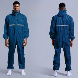 ชุดคลุมกันน้ำแบบมีฮู้ดสะท้อนแสง น้ำหนักเบา กันลม ชุดจั๊มสูทเพื่อความปลอดภัย ชุดกันฝนสำหรับงานอุตสาหกรรม ชุดทำงานมืออาชีพ - Product Image 1