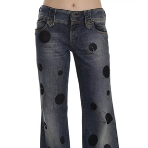 High Waist <b>Flare</b> Denim <b>Jeans</b> Breathable Waterproof Woven Lightweight Regular Fit Casual Style Cotton Fabric Autumn Wear - Product Image 6
