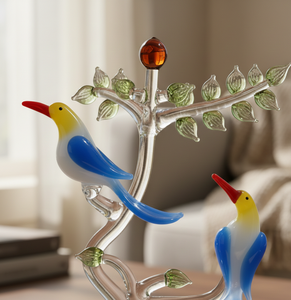 Ornement en verre soufflé à la main, couple d'oiseaux, figurine artisanale - Product Image 5