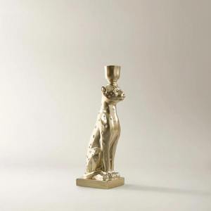 Porte-bougie décoratif en résine, figurine de guépard dorée de luxe, statue d'animal pour décoration de maison sur le thème du safari - Product Image 3