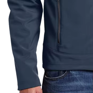 Men_s Stand Collar Softshell Golf Jacket with Zipper Closure Varsity Style <b>Plain</b> Dyed OEM Service Available - Product Image 4