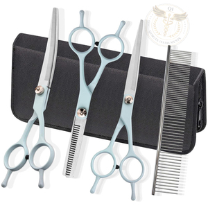 Tijeras de Peluquería Canina de Acero Inoxidable, Resistentes, para Diestros, 23 Dientes, Tijeras de Entresacar Profesionales, Juego de Peines Curvos 3 en 1 para Perros - Product Image 5