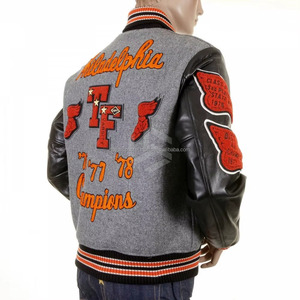 OEM Custom Wool Patch Embroidery Polyester Sleeve Vintage Letterman Windproof Thick Winter Letterman Varsity Bomber <b>Jacket</b> <b>Men</b> - Product Image 2