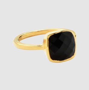 Handmade <b>Cushion</b> Shape Black Onyx 10 MM Gemstone Women <b>Ring</b> - Fashion Gold Plated <b>Rings</b> - Wholesale Bulk Price <b>Ring</b> - Product Image 1