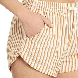 Soft Cotton Striped Women Shorts With Pockets Loose Fit Drawstring Waist Vacation Beach Wear Bermuda <b>Lounge</b> Wholesale Custom 202 - Product Image 6