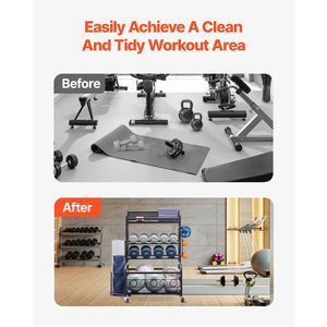 Organizzatore per Attrezzature da Palestra Domestica, Ganci Porta Tappetini Yoga in Acciaio Verniciato a Polvere con Ruote, Supporto a Parete per il Tuo Tappetino Yoga - Product Image 5