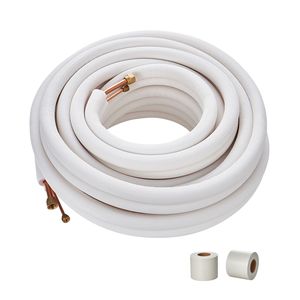 Set di tubi in rame da 50FT per mini split, 1/4'' e 1/2'' D.E., con isolamento a triplo strato per unità di condizionamento mini split - Product Image 1