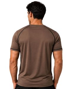 Manufacturer Custom Mocha Brown Mens Athletic <b>TShirt</b> Quick Dry Breathable Gym Workout Running <b>Polyester</b> Sports Tee Activewear - Product Image 2
