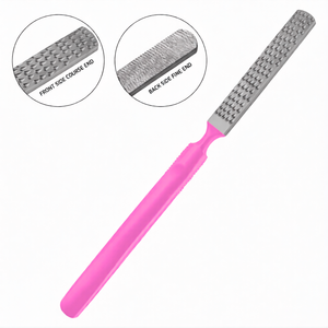 Foot <b>File</b> and Rasp 7 Inch Double Sided Callus Remover Pink Handle Stainless Steel Pedicure Foot Care Hard Skin Removal Tool - Product Image 1