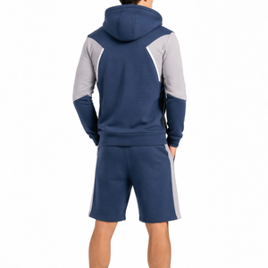 Ensemble de sweat-shirts à capuche pour homme, couleur contrastée, en molleton français, décontracté, pour l'été, bleu gris - Product Image 2