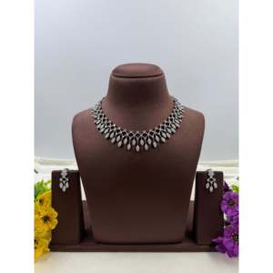 <b>Indian</b> Ethnic Artificial Jewellery Ritika American Diamond Gold Plated Steel Bridal <b>Necklace</b> & Earring <b>Set</b> - Product Image 2