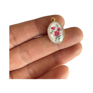 Colgante/amuleto de cristal de resina de diseño floral para componentes y hallazgos de joyería - Product Image 1