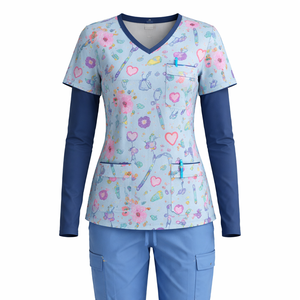 Wholesale Custom Woven Medical <b>Scrub</b> <b>Sets</b> with Long Sleeve Options-OEM Manufacturer Direct Supply - Product Image 1