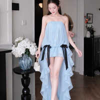 Gaun Putri Laut Seksi Wanita Bahan Sutra Katun, Pinggang Alami, Slim Fit, Tanpa Tali, Chiffon Kasual, Dapat Dicuci, Harga Pabrik, Dapat Disesuaikan