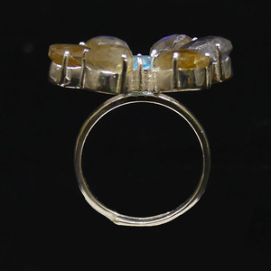 Anillo Clásico de Plata de Ley 925 con Piedra Lunar Blanca Arcoíris y Topacio Azul para Mujer, Ideal para Fiestas - Product Image 4