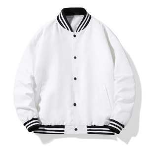 Veste universitaire décontractée unie pour homme avec logo frontal, 100 % polyester, style streetwear pour jeunes garçons - Product Image 1