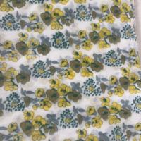 Tissu Bohème Léger et Doux en Coton Peigné 100% Tricoté, Imprimé Floral Jaune au Bloc, pour Robes et Hauts Femme, Fille, Garçon