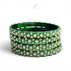 Prix d'usine – Bracelets en verre kashmiri vert tendance pour femmes, parfaits pour les mariages et les festivals, vente en gros - Product Image 5