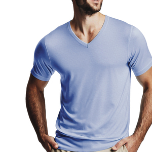 T-shirts personnalisés 100% coton respirants à séchage rapide pour hommes, entraînement sportif, gym, fitness, tee-shirt blanc à col en V, vente en gros - Product Image 5