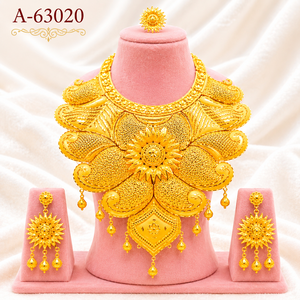 MOLL JEWELLERS Indian Bridal <b>Necklace</b> Set <b>Statement</b> Pendant Earrings Zinc Alloy Zircon Trendy Gold Silver Plated A-63018 - Product Image 4