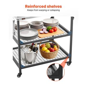 Carrello per Barbecue da Esterno a 4 Ruote con Piano di Lavoro in Acciaio Inox 31,5 X 24,0 Pollici, Tavolo da Cucina per Esterni - Product Image 5