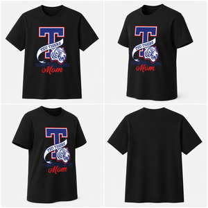 T-shirt décontracté pour homme en coton jersey noir à manches courtes, col rond, imprimé sur le devant, pour l'Université d'État TSU, pour maman - Product Image 5