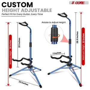 Support de Guitare 5 Cœurs Réglable sur Pied Robuste avec Support de Manche pour Guitares Acoustiques, Électriques, Classiques et Basses - Product Image 2
