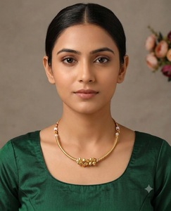 Ethnic Ghungroo Pearl Bead Hasli Collar Necklace Reception Party Wear Jewelry Gold Plated Necklace <b>Artificial</b> Jewelry Wholesaler - Product Image 4