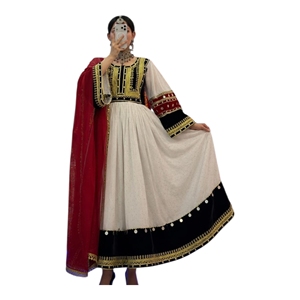 2026 New Arrivals Afghan Kuchi White Latest Afghani <b>Dress</b> Women A-Line Contrast Color Wedding Party & Casual <b>Dresses</b> <b>All</b> Season - Product Image 1