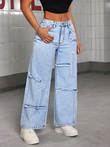 Pantalones Vaqueros de Invierno Transpirables 100% Algodón de Secado Rápido, Elásticos, Curvos, Talla Grande, Diseño Personalizado OEM para Mujer, Precio Económico - Product Image 5