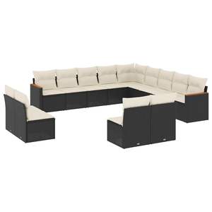 Conjunto de Sofás de Jardín en Blanco Crema y Negro - Product Image 2